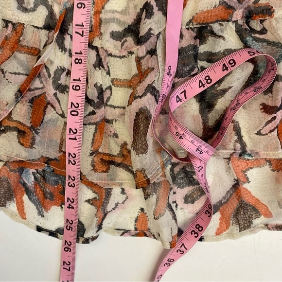 Hannah Artwear || Mirabella Tie Neck Puff Sleeve Top Floral Sheer Ivory 1 US 4 - Picture 9 of 10